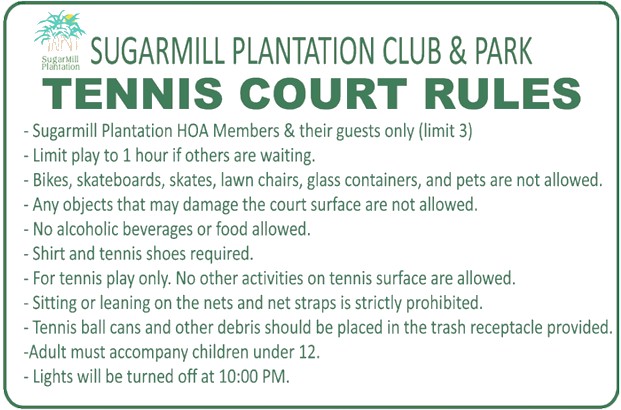 TENNIS COURT RULES